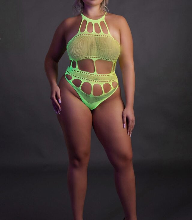 Body with Grecian Neckline - Neon Green - XL/XXXXL