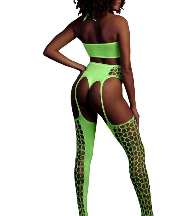 Two Piece with Crop Top and Stockings - Green - XS/XL