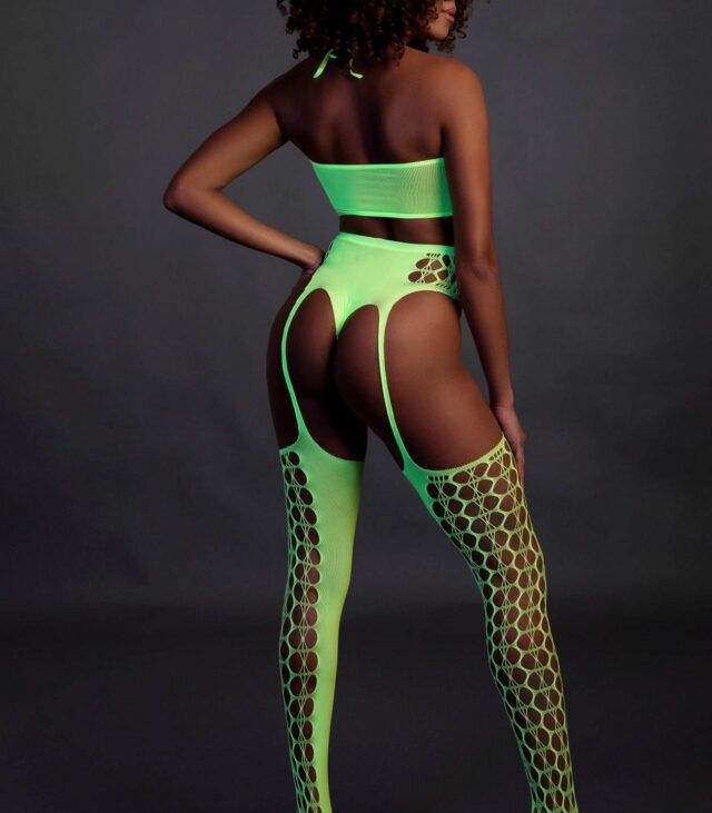 Two Piece with Crop Top and Stockings - Green - XS/XL