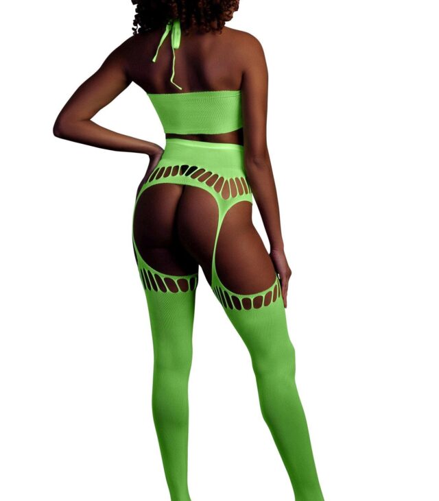 Two Piece with Crop Top and Stockings - Green - XS/XL