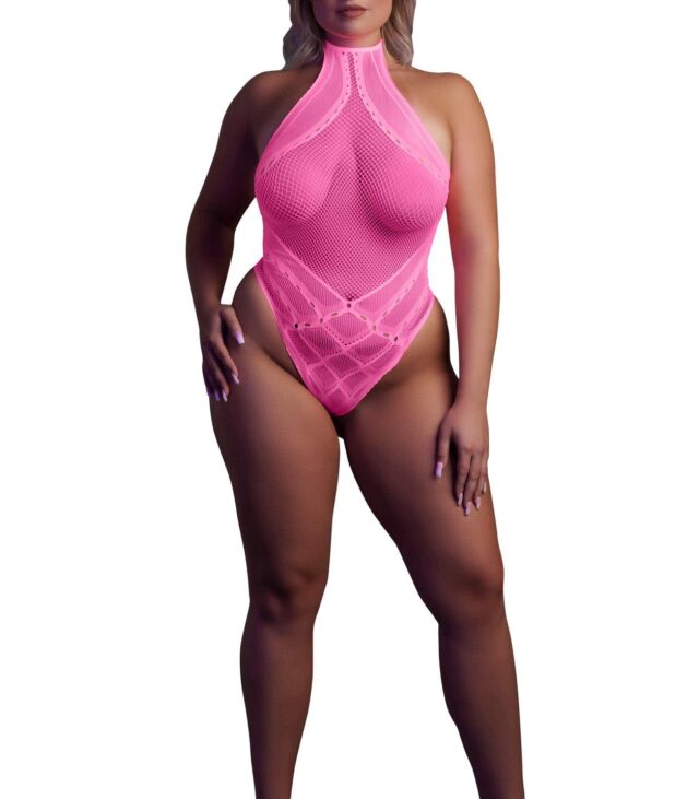 Body with Halter Neck - Neon Pink - XL/XXXXL