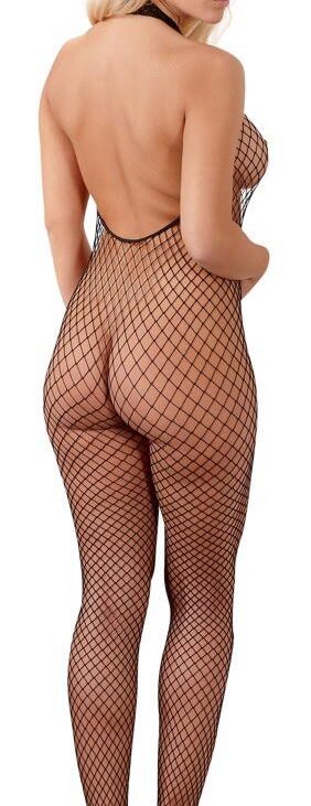 Podniecający bodystocking siatka rozcięty krok S/M