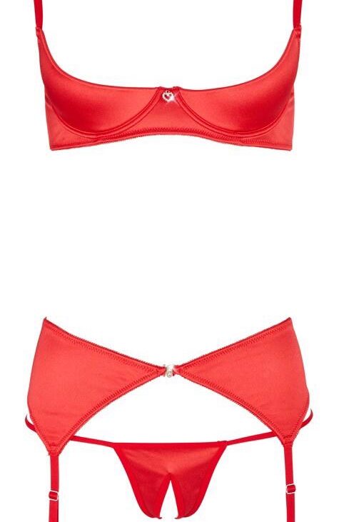 Shelf Bra Set red 80B/M