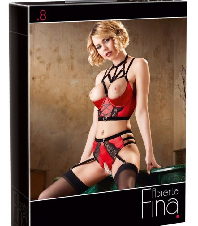 Shelf Bra Set red 80B/M