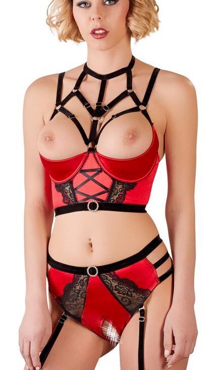 Shelf Bra Set red 80B/M