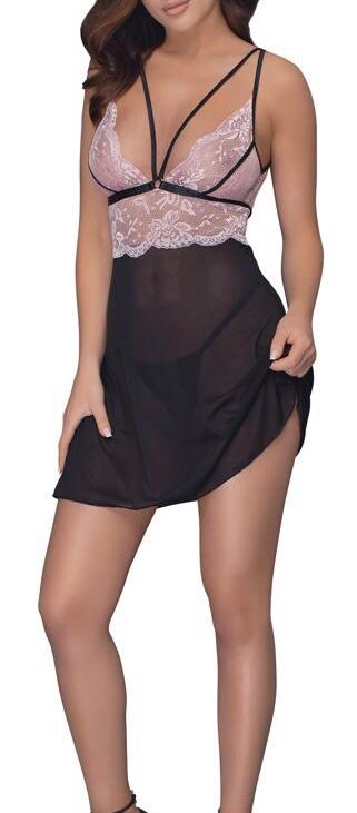 Babydoll black/pink 2XL