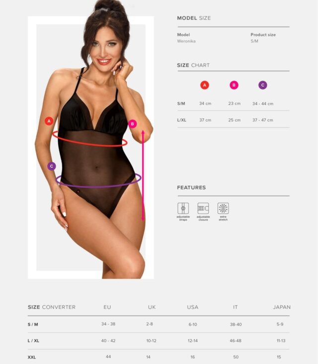 Erotyczne czarne body z siateczki sex alifini l/xl