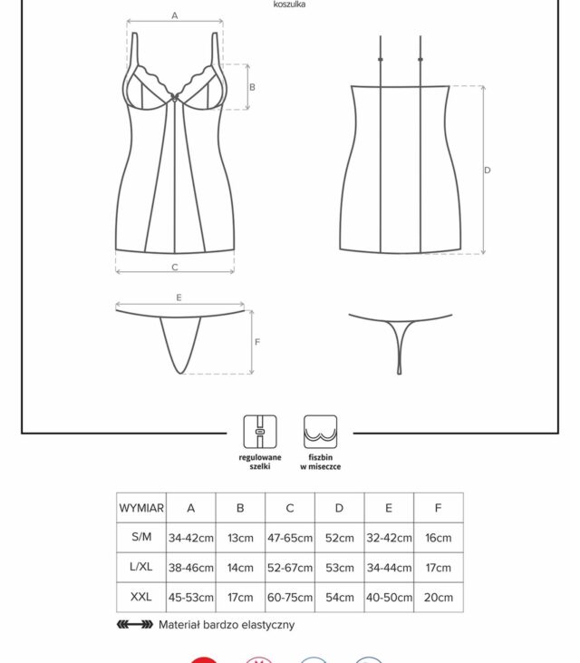 Gorąca sex koszulka stringi komplet heartina l/xl