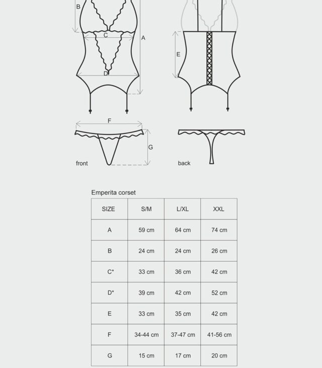 Gorset stringi czarny sex komplet obsessive xxl