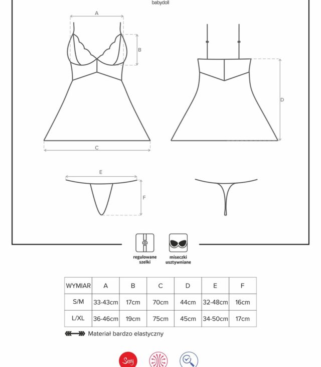 Zalotna koszulka stringi komplet 810-bab-1 s/m