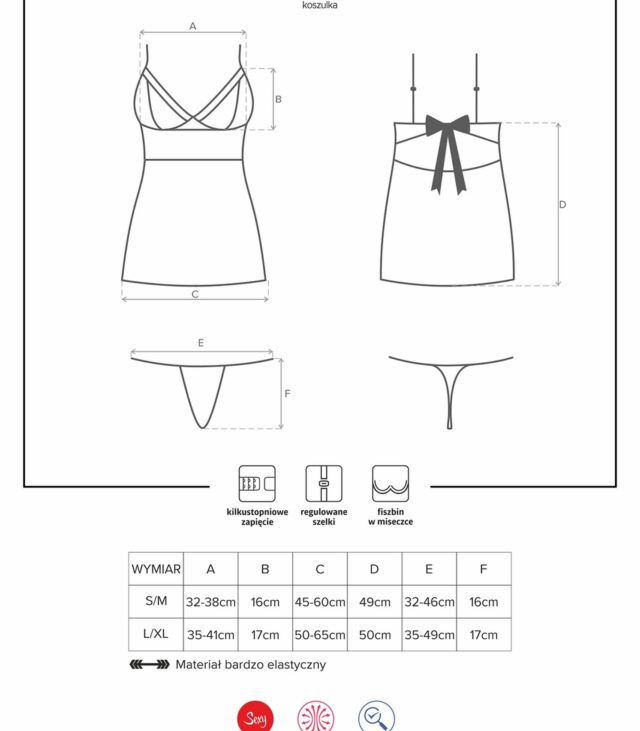 Erotyczna koszulka komplet stringi obsessive l/xl