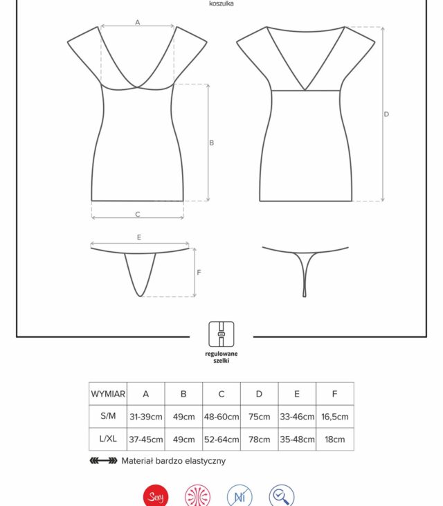 Przejrzysta koszulka komplet stringi obsessive lxl