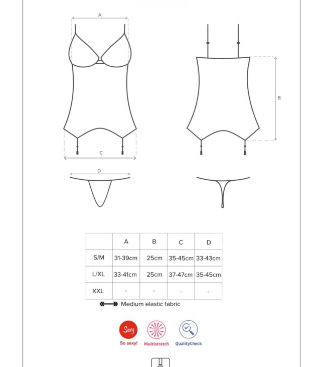 Koronkowy gorset stringi komplet obsessive l/xl