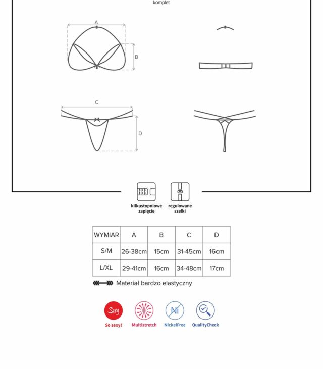 Koronkowy komplet biustonosz stringi obsessive lxl