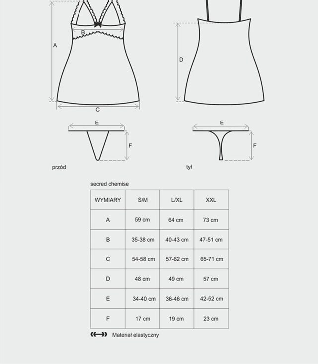 Satynowa sex koszulka stringi komplet secred l/xl