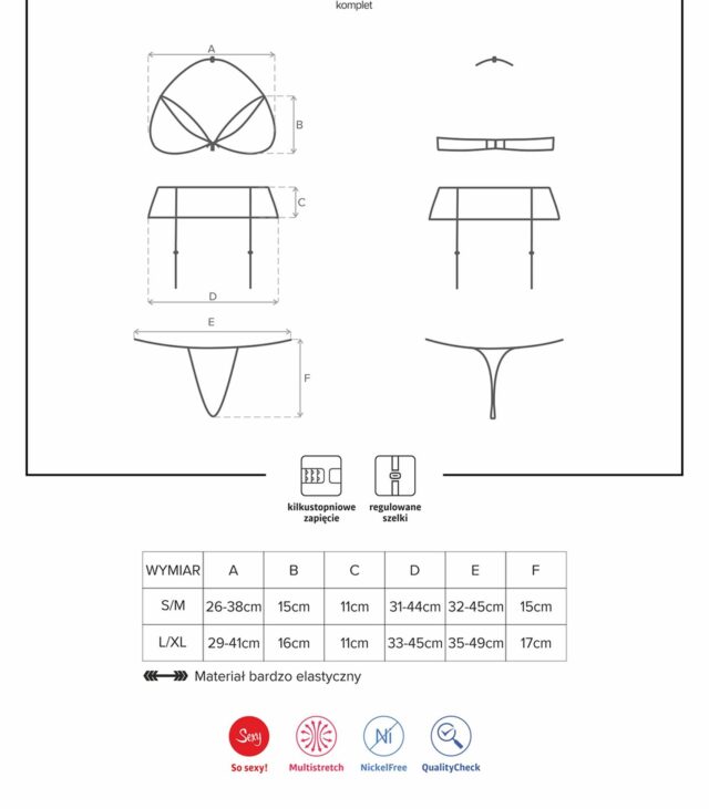 Czerwony komplet biustonosz stringi 838-seg-3 l/xl