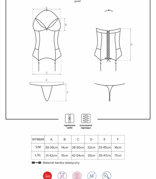 Czerwony gorset stringi sex komplet obsessive l/xl