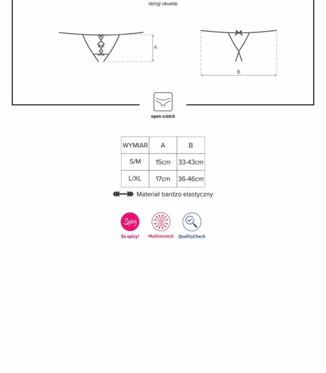 Erotyczne otwarte stringi koronkowe obsessive l/xl