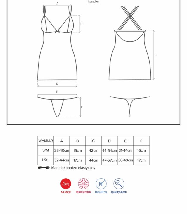 Siateczkowa koszulka komplet stringi obsessive lxl