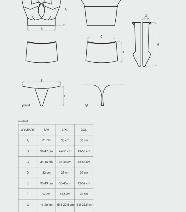 Kostium erotyczny uczennica przebranie student s/m
