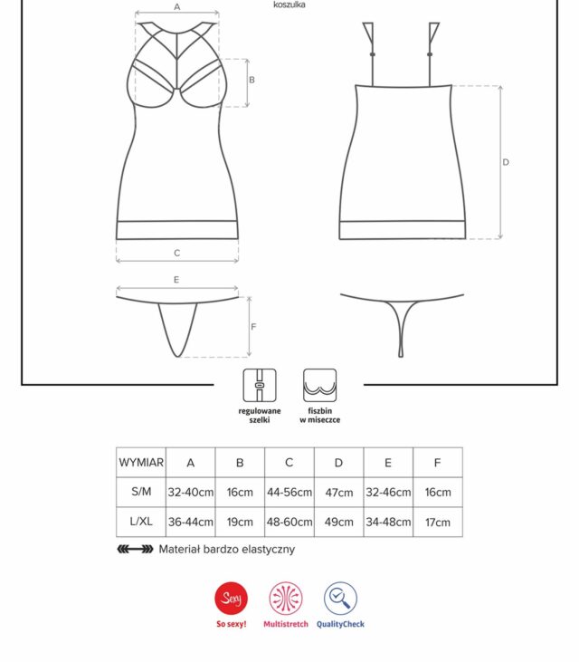 Koronkowa koszulka komplet stringi obsessive s/m