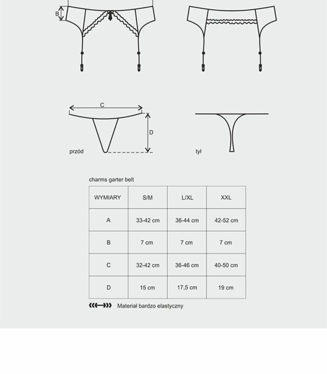 Stringi i pas do pończoch komplet obsessive s/m
