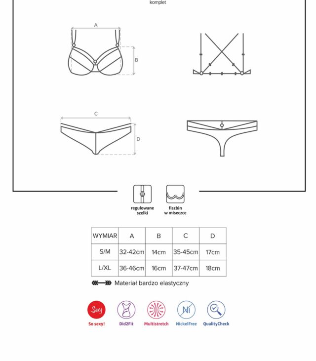 Komplet stringi biustonosz fiszbiny 860-set-1 l/xl