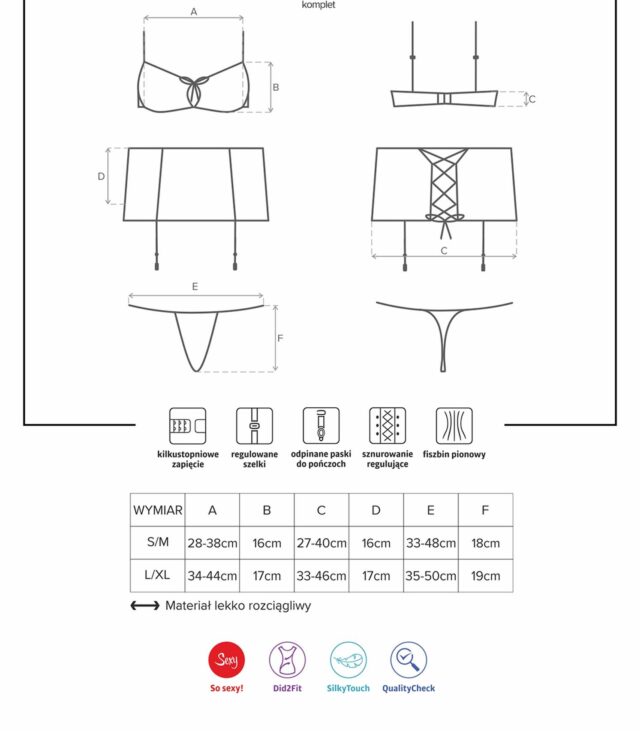 Erotyczny komplet stanik pas stringi obsessive s/m