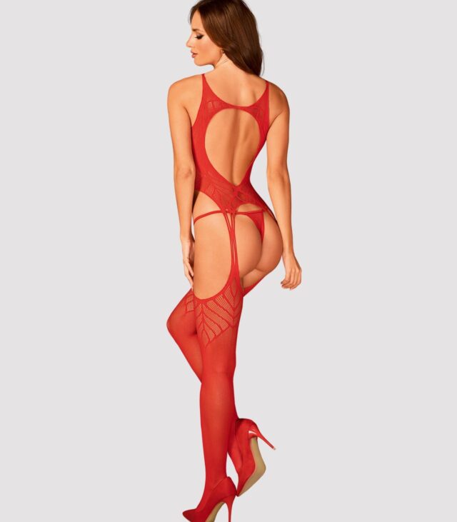 Koronkowe bodystocking erotyczny czerwone XL/XXL