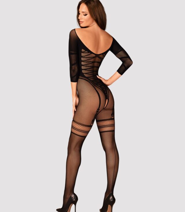 Bodystocking otwarty krok siateczkowy wzór XL/XXL