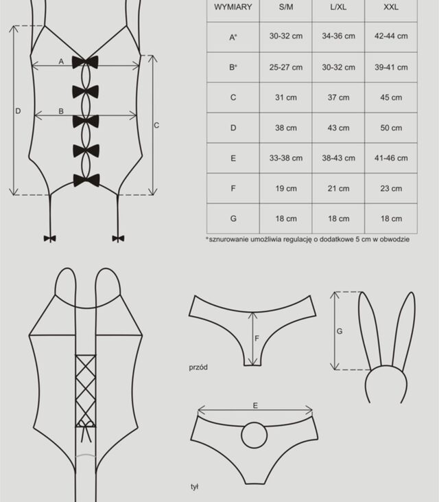 Figlarny sex kostium strój króliczek obsessive lxl