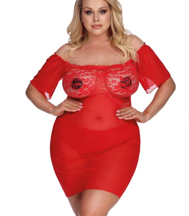 CAMARI RED (CHEMISE/HALKA) XL+