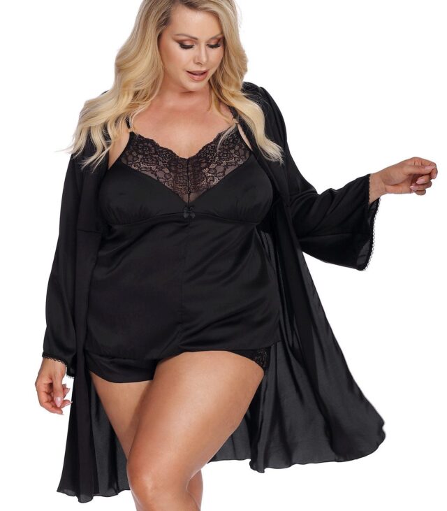 LAURA black robe XXL+ (czarny szlafrok)