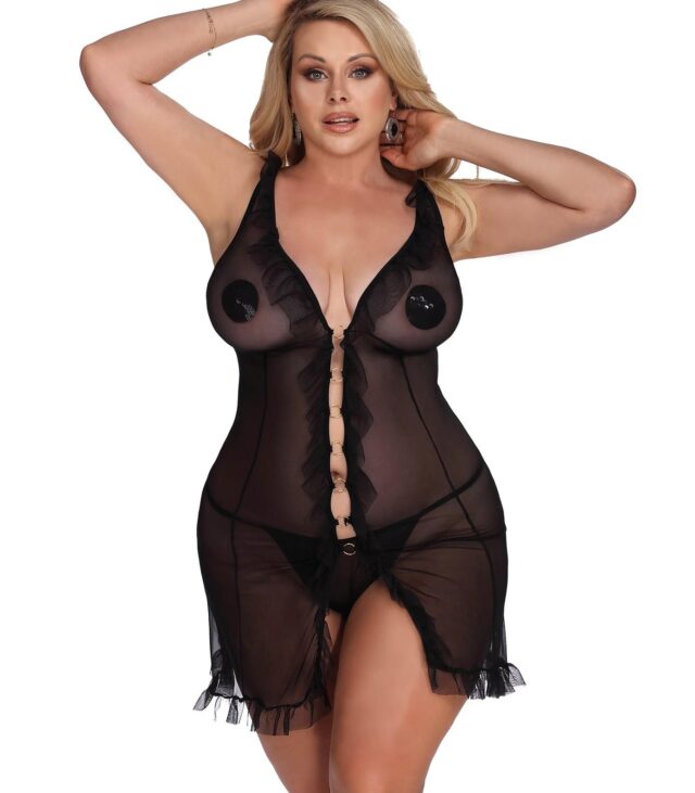 DIXIE black chemise XXL+ (czarna halka)