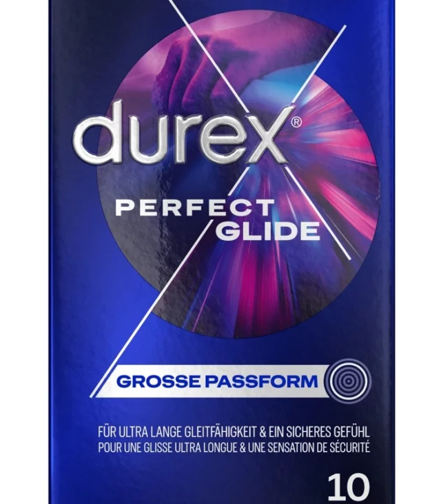 Durex Perfect Glide - Grube Nawilżone Prezerwatywy 10szt