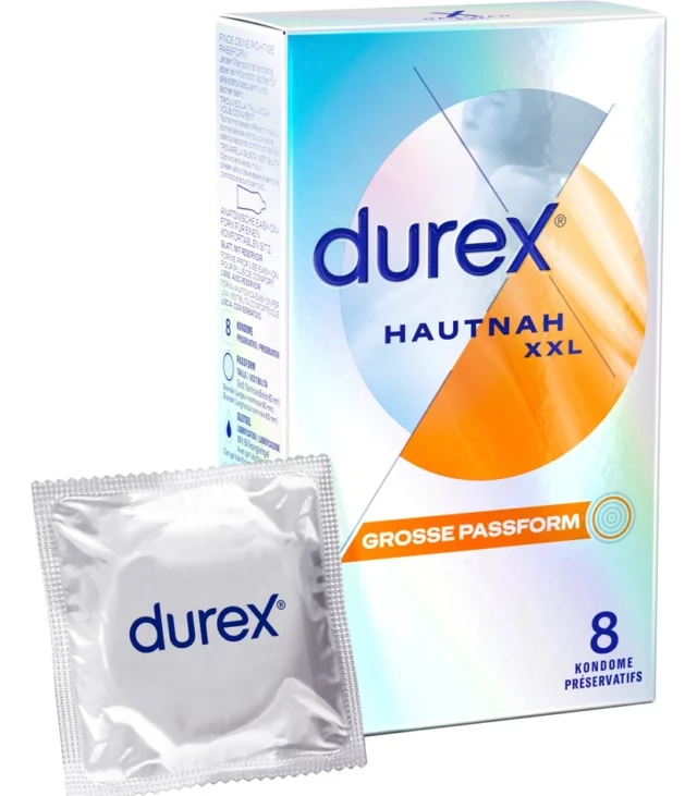 Durex - Najcieńsze Prezerwatywy Lateksowe Hautnah Classic XXL 8 szt