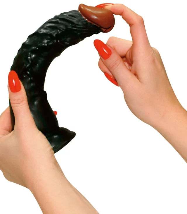 European Lover - Realistyczne Dildo Z Przyssawką Czarne 23 Cm