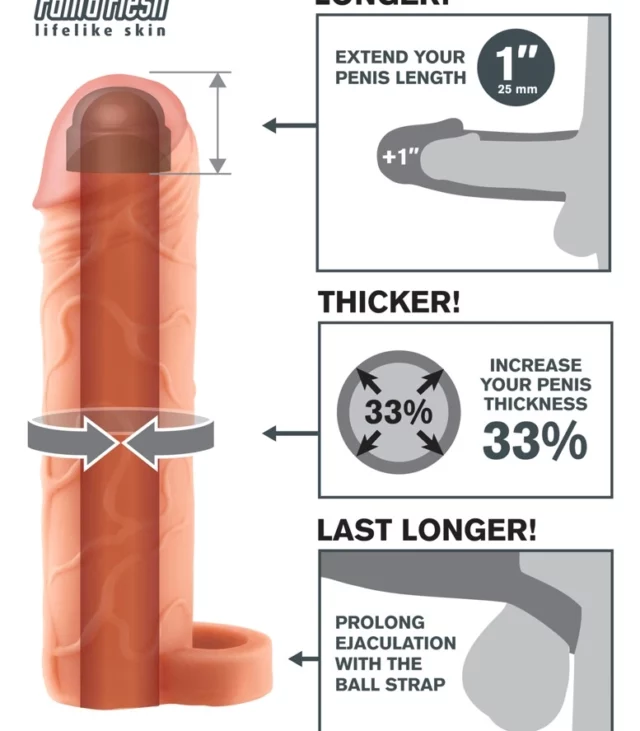 Fantasy X-Tensions - Nakładka Na Penisa 33% Większy Penis +2.5cm Cielisty