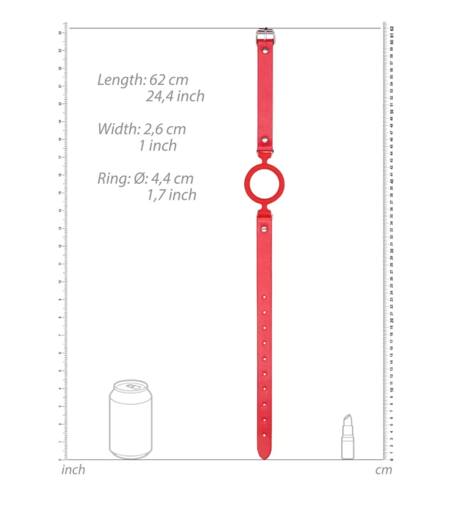 Ouch! - Silikonowy knebel pierścieniowy ze skórzanymi paskami
