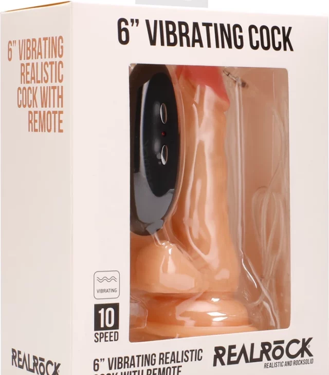 RealRock - Wibrujące realistyczne dildo z jądrami - z pilotem 15 cm