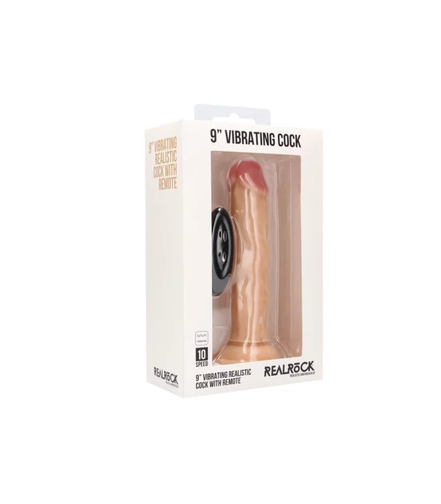 RealRock - Wibrujące realistyczne dildo z pilotem 23 cm