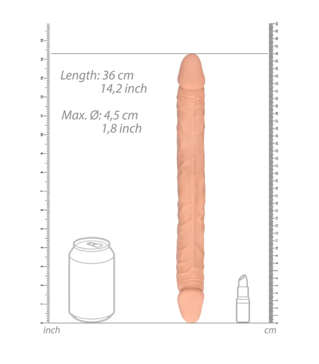 RealRock - Podwójne wygięte dildo - bardzo długie 36cm