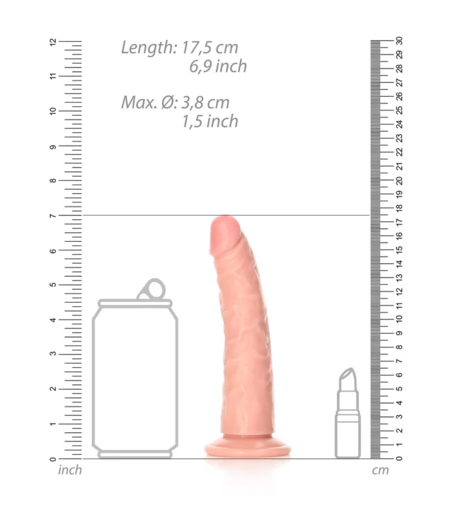 RealRock - Cienkie realistyczne dildo z przyssawką 15,5 cm