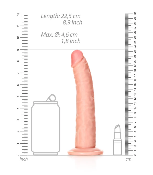 RealRock - Cienkie realistyczne dildo z przyssawką 20,5 cm