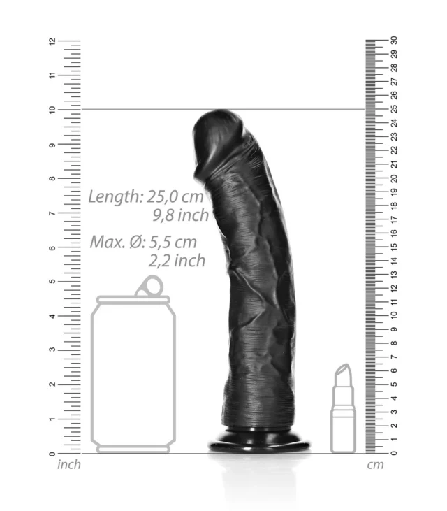 RealRock - Zakrzywione realistyczne dildo z jądrami i przyssawką 23 cm