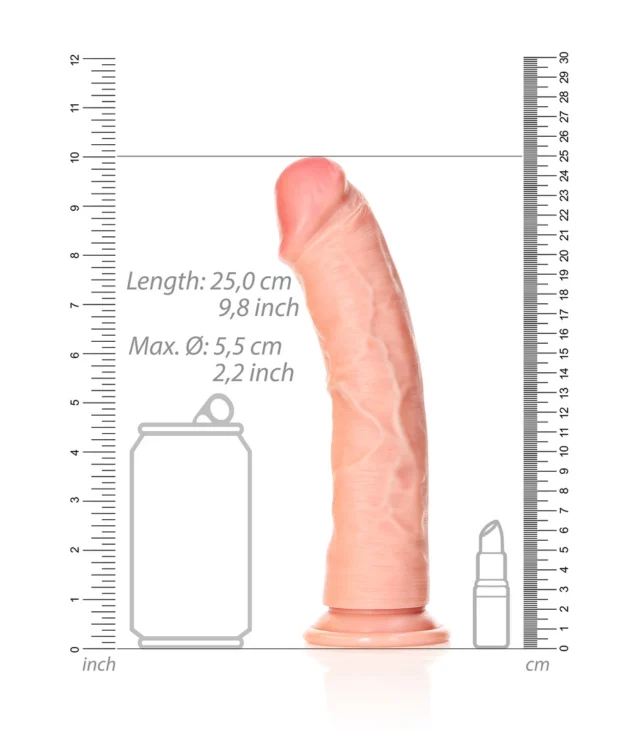 RealRock - Zakrzywione realistyczne dildo z jądrami i przyssawką 23 cm