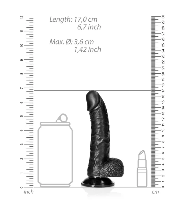 RealRock - Zakrzywione realistyczne dildo z jądrami i przyssawką 15,5 cm