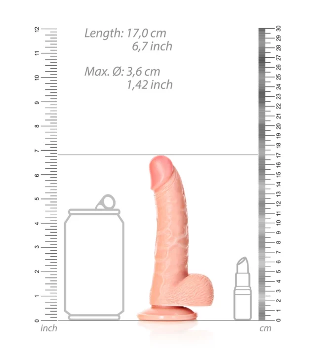 RealRock - Zakrzywione realistyczne dildo z jądrami i przyssawką 15,5 cm