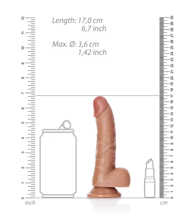 RealRock - Zakrzywione realistyczne dildo z jądrami i przyssawką 15,5 cm