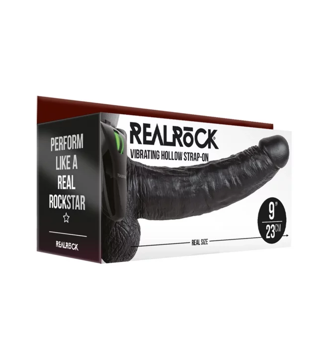 RealRock - Wibrator - dildo z jądrami na pasku 23 cm